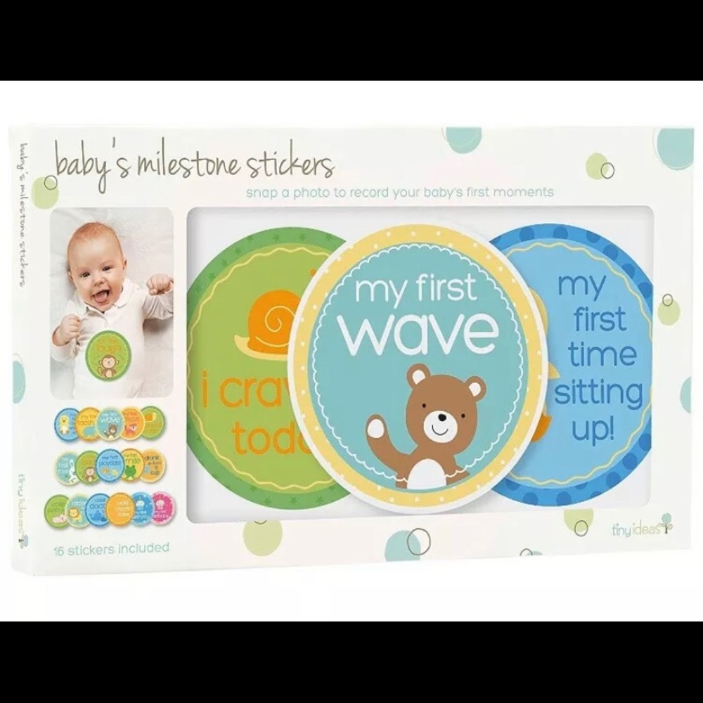New Tiny ideas Baby’s Milestone Stickers 16 Cards